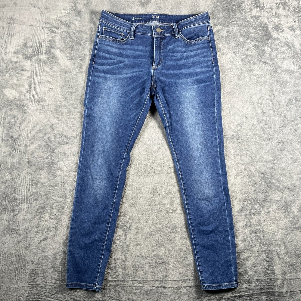 A.n.a A New Approach Jegging Jeans Womens 8 Blue Whisker Denim Dark Wash Zip Fly